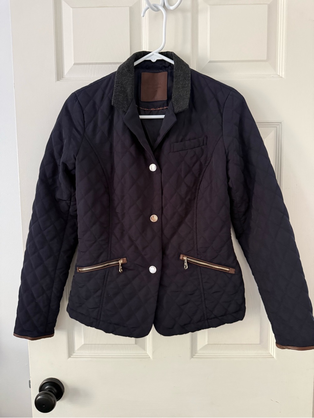Massimo Dutti Quilted Women's Jacket with Contrast Collar, Sz S